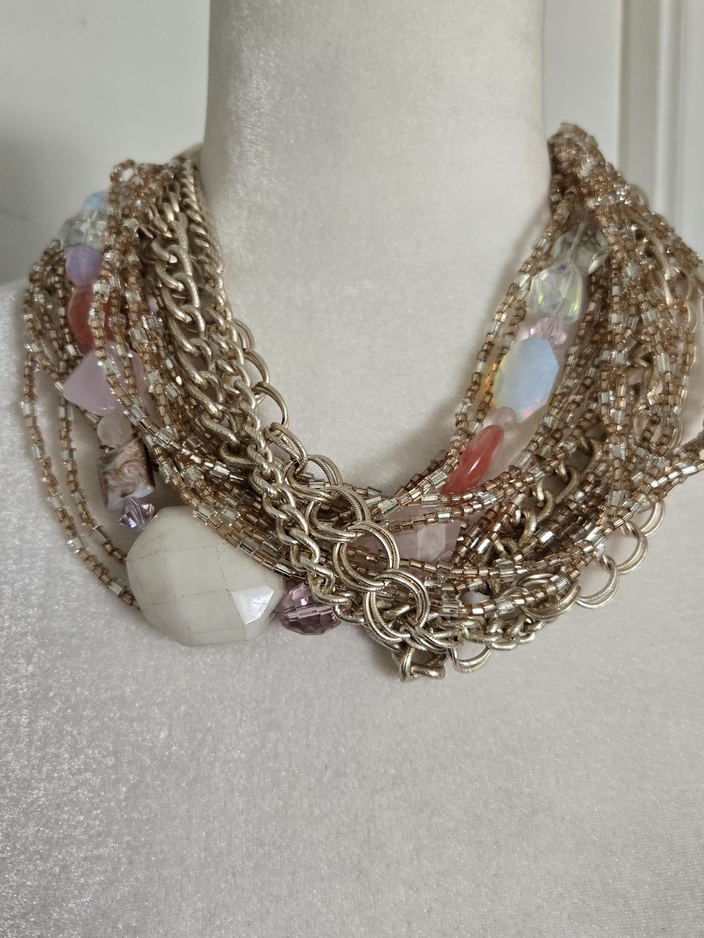 Chico's Gold-Tone Multi-Strand Necklace with Pastel Beads